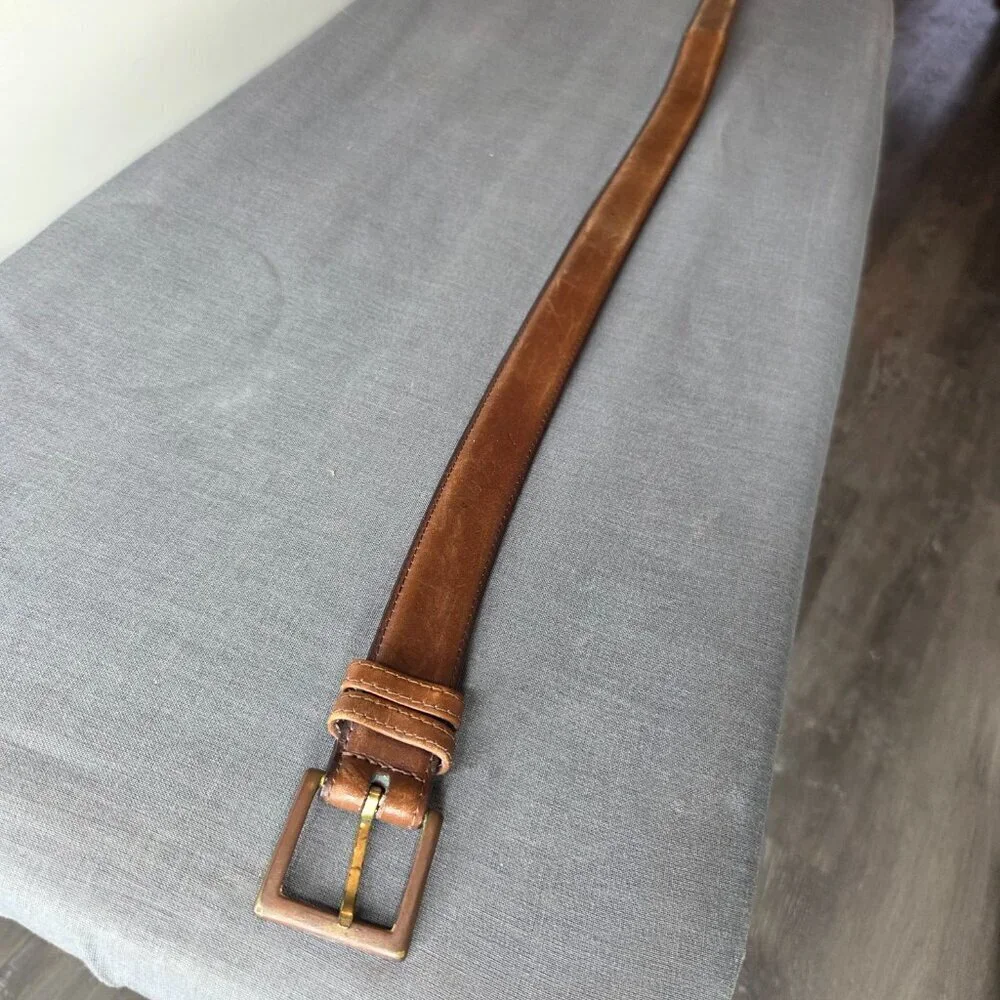 Men's - London Fog - Size 40 Dark Brown Cognac Cowhide Leather Dress Belt